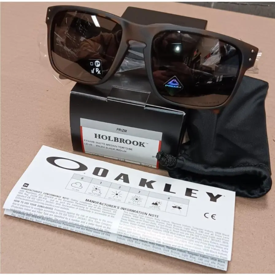 Oakley Holbrook Sunglasses OO9102-F455 Matte Brown Tortoise Prizm Black W/pouch - Frame: Brown, Lens: Black, Logo: Silver