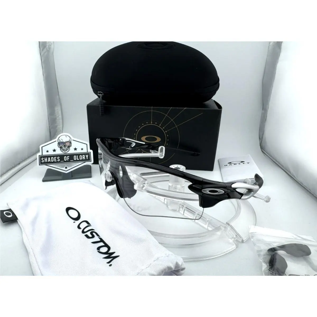 Radarlock Path Custom Polished Black Silver W/ Clear Shield Sunglasses by Oakley