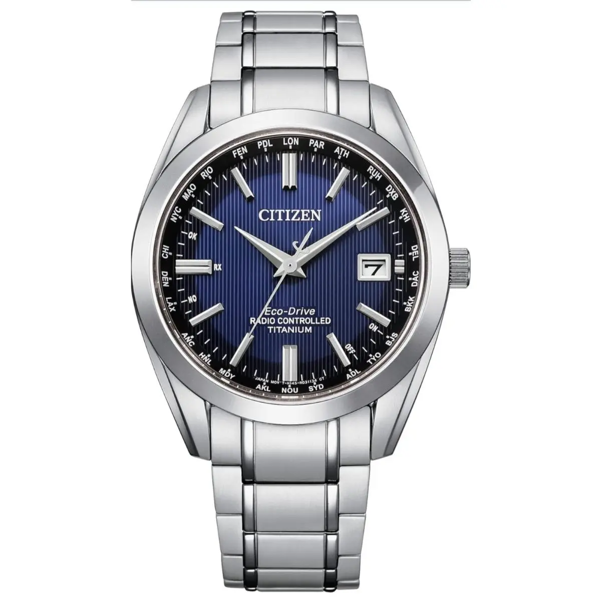 Citizen Men`s Eco-drive Super Titanium™ with Atomic Timekeeping Watch CB0260-56L - Dial: Blue, Band: Silver, Bezel: Silver