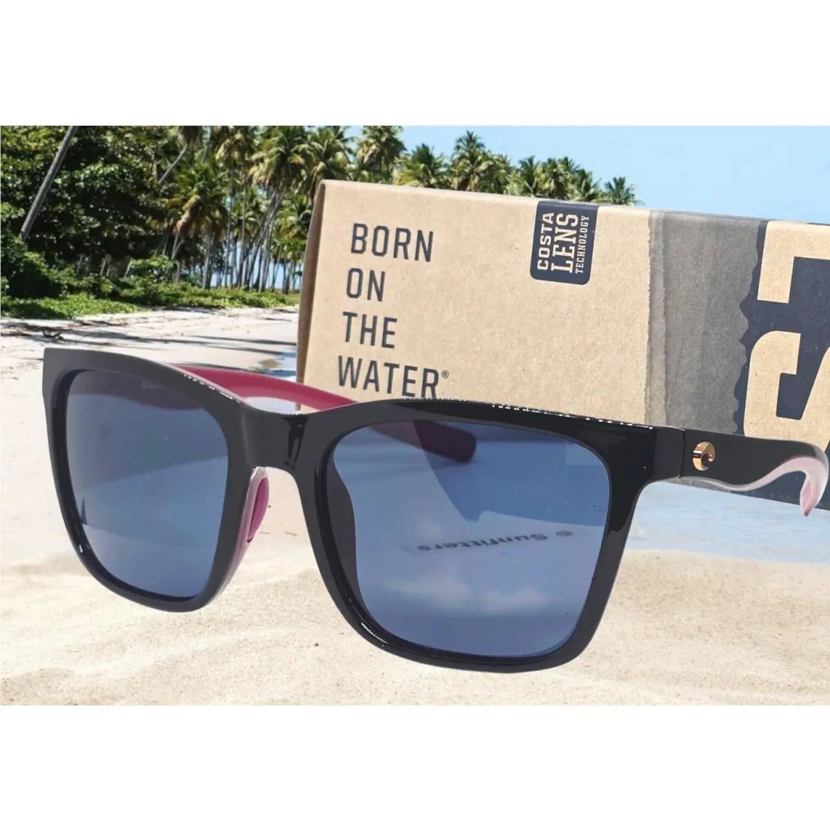Costa Del Mar Shiny Black-pink/gray Panga Polarized 580P Sunglasses