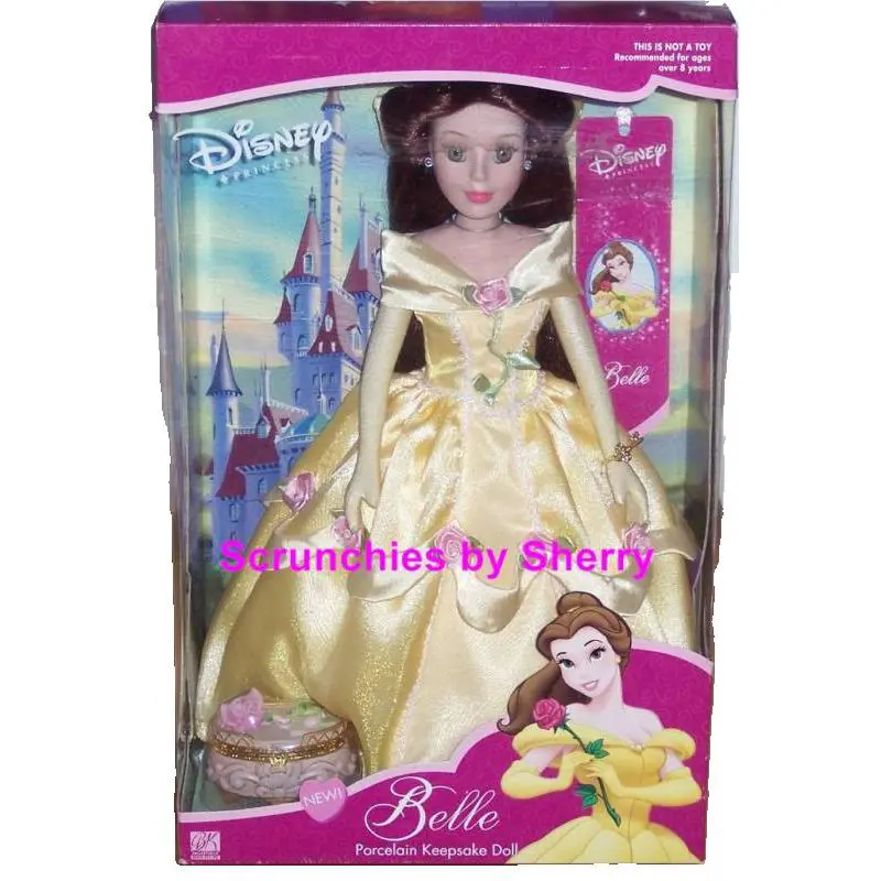 Disney Doll Princess Belle Porcelain Brass Key Rare Mib Vintage
