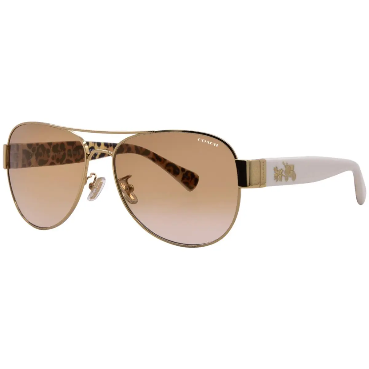 Coach L138 HC7059 92496E Sunglasses Women`s Gold/ivory Wild Beast/gold 58mm