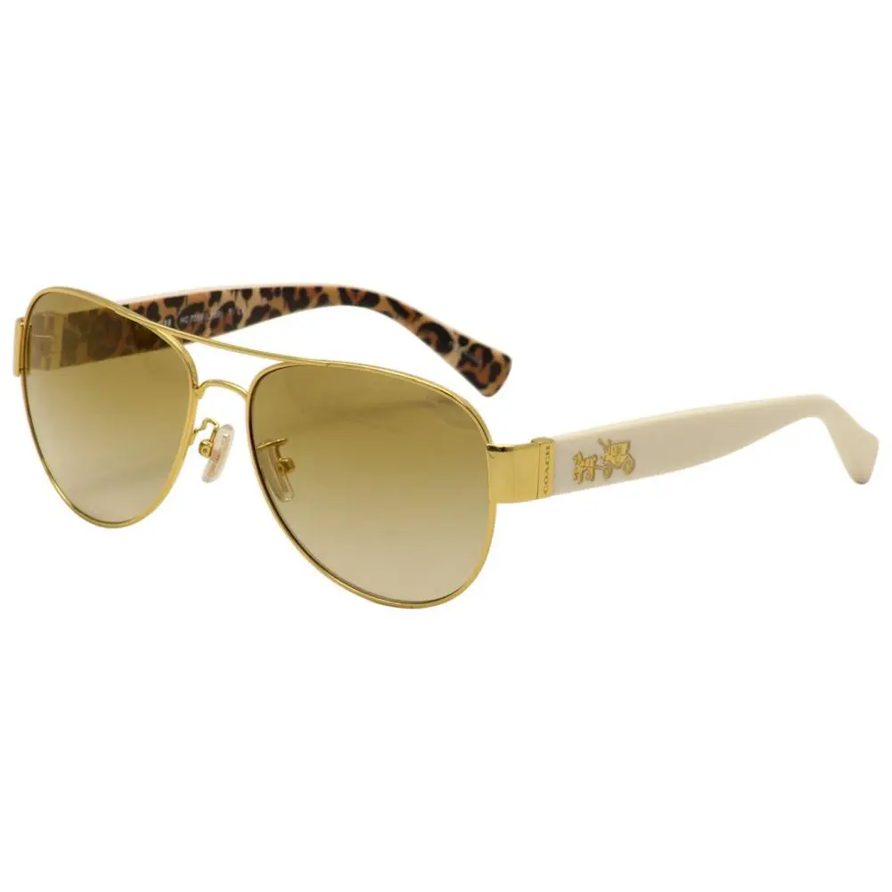 Coach L138 HC7059 92496E Sunglasses Women`s Gold/ivory Wild Beast/gold 58mm