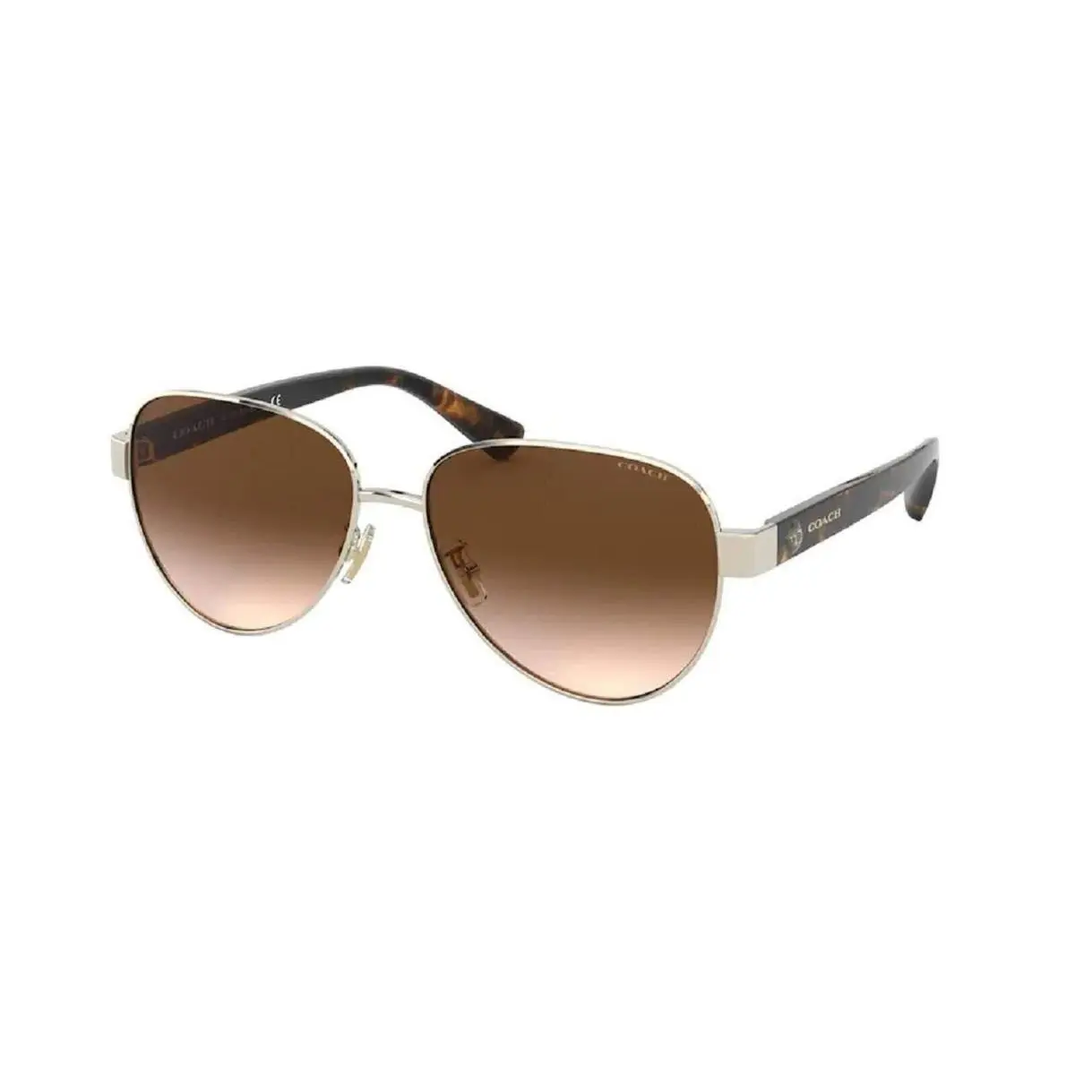 Coach HC7111 900513 57MM Light Gold / Brown Gradient Pilot Sunglasses For Women