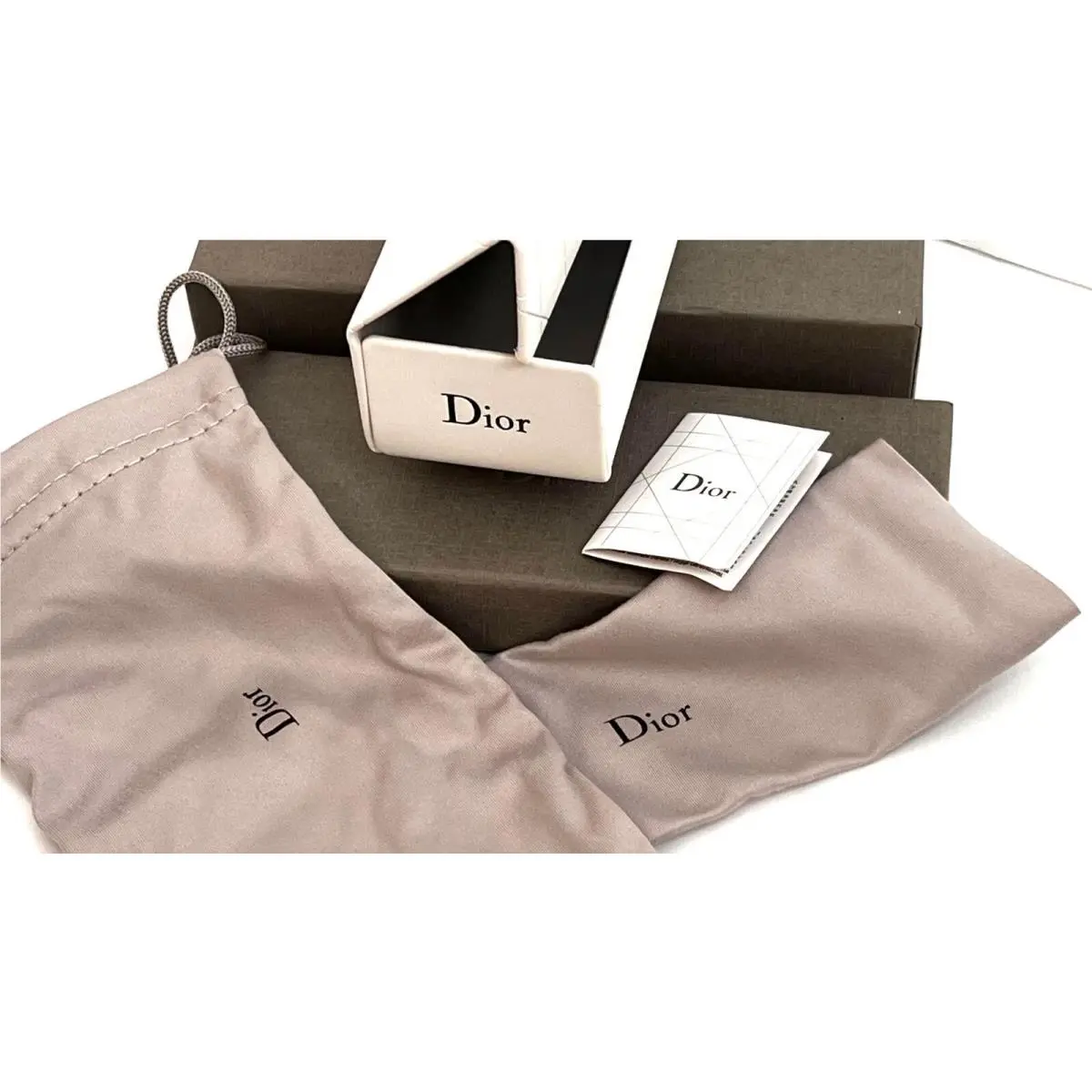 Christian Dior Medium White Rectangular Hard Glasses Case Complete Set 70