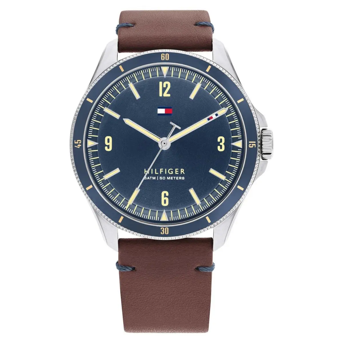 Tommy Hilfiger Men`s Quartz Steel and Leather Strap Watch Color: Brown 1791905