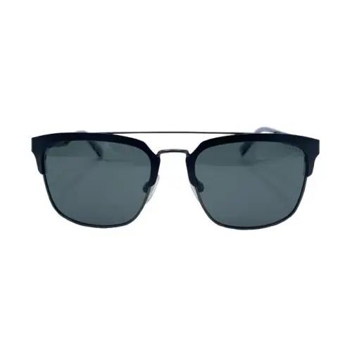 Men`s Nautica N5129S 005 Square Black Metal Full Rim Sunglasses - Frame: Black, Lens: Olive