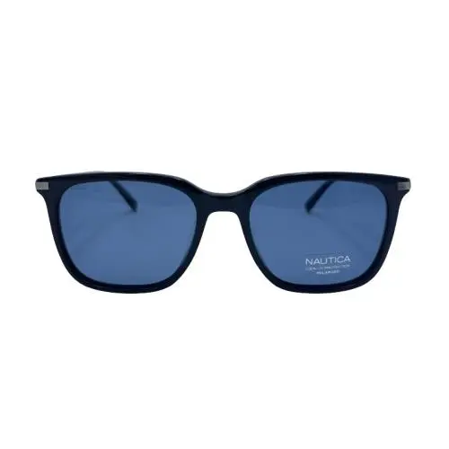 Men`s Nautica N6246S 001 Square Black/silver Full Rim Polarized Sunglasses