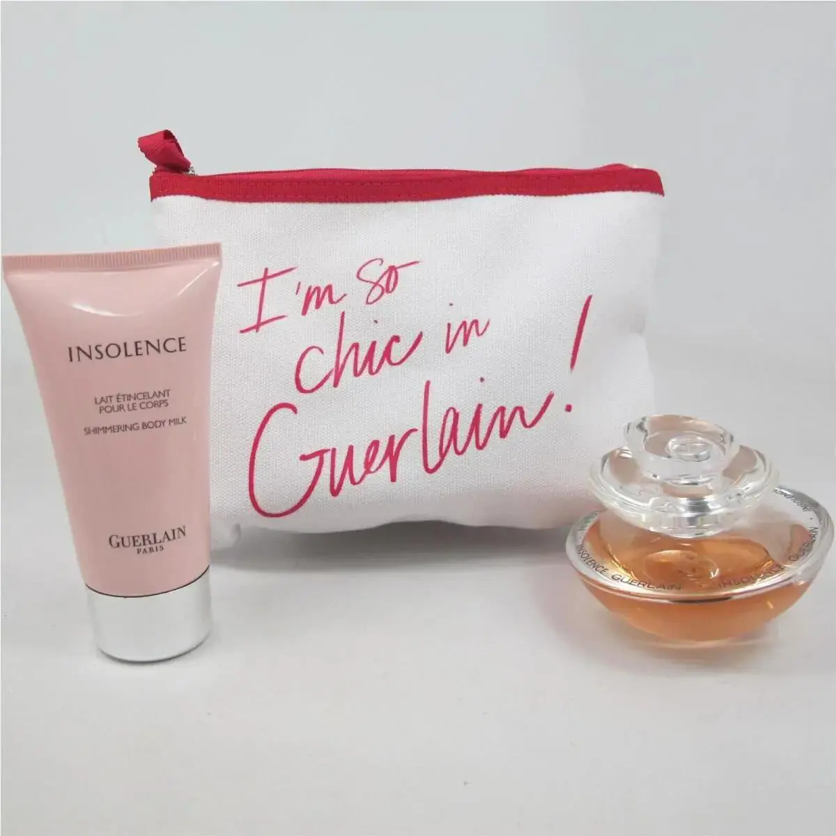 Women Guerlain Insolence 3 Pcs Set 1.6oz 50ml Edt 2.5 oz Body Milk Pouch /nib