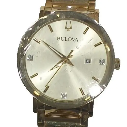 97D115 Bulova Futuro Modern Gold Dial Golden Stainless Steel Men`s Watch M-54