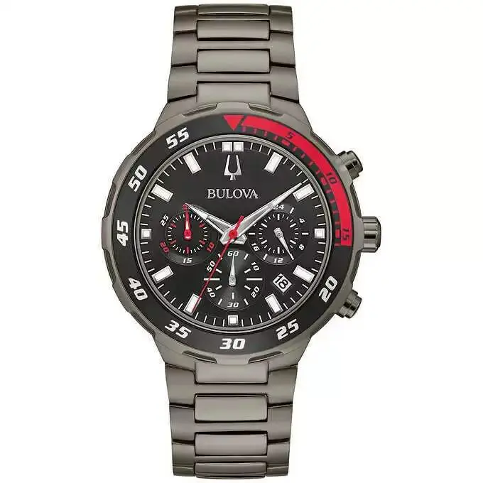 Bulova Men`s Sport Chronograph Watch Gun Metal Stainless Steel W23