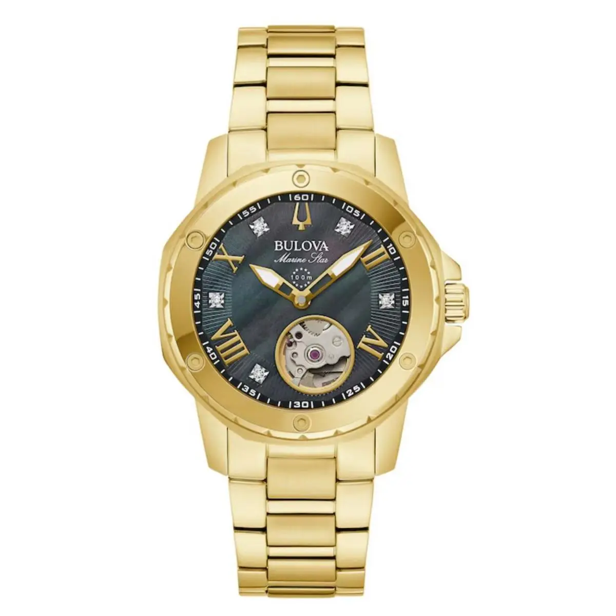 Bulova 97P171 Women`s Series A Mother of Pearl Dial Automatic Watch - Dial: Mother of Pearl, Band: Gold-Tone