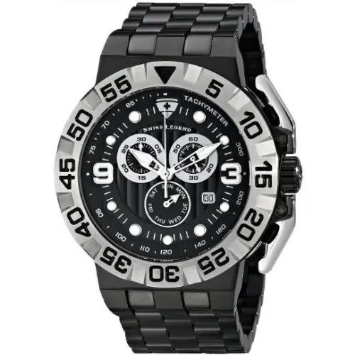 Men`s Challenger 10125-BB-11-SA Black Analog Quartz Watch by Swiss Legend