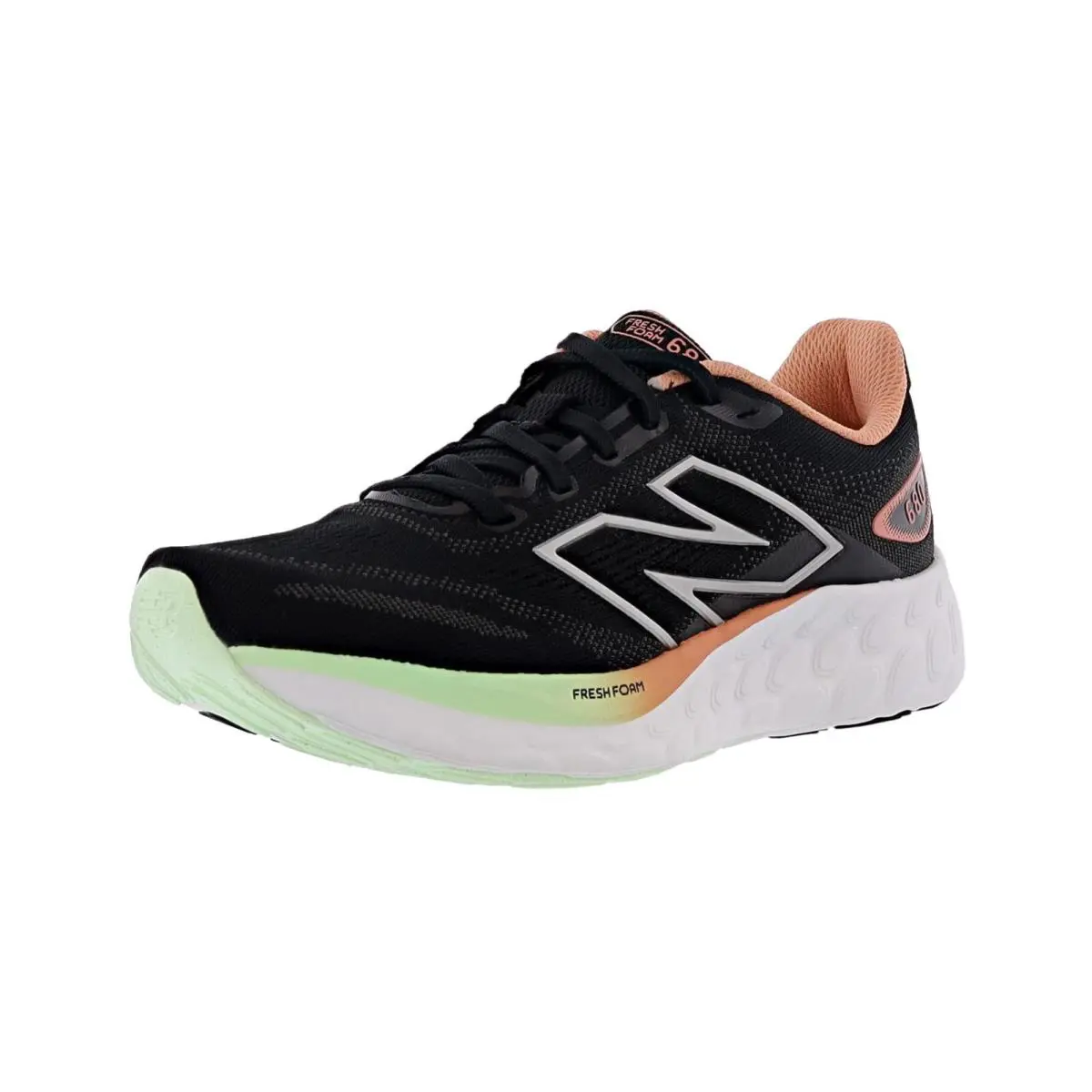 New Balance Women`s 680 v8 W680CB8 Wide Width Running Shoes - BLACK / DARK SILVER METALLIC / PEACH NECTAR