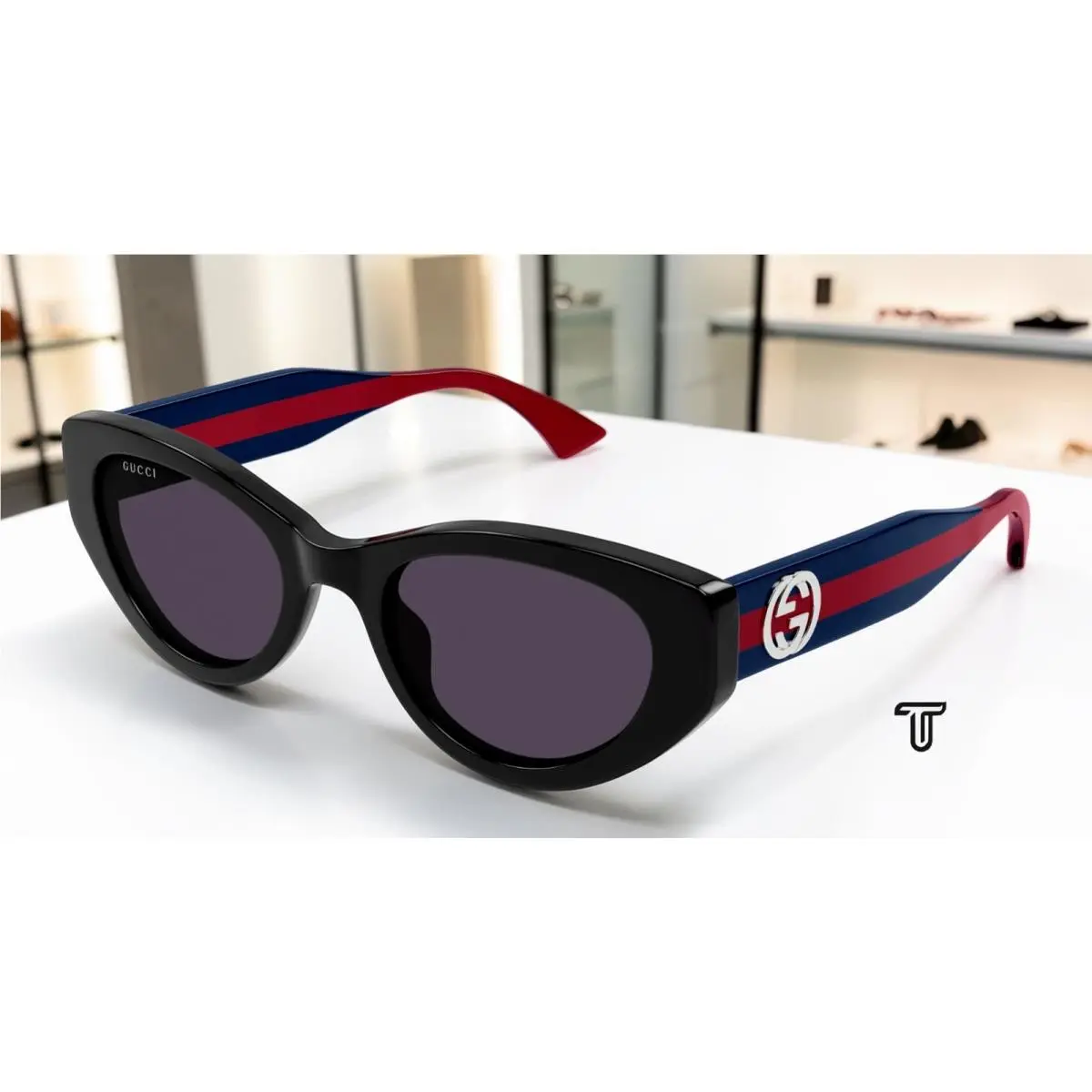 Gucci GG1862S 004 Black Blue Violet Lens 52 mm Cat Eye Women`s Sunglasses