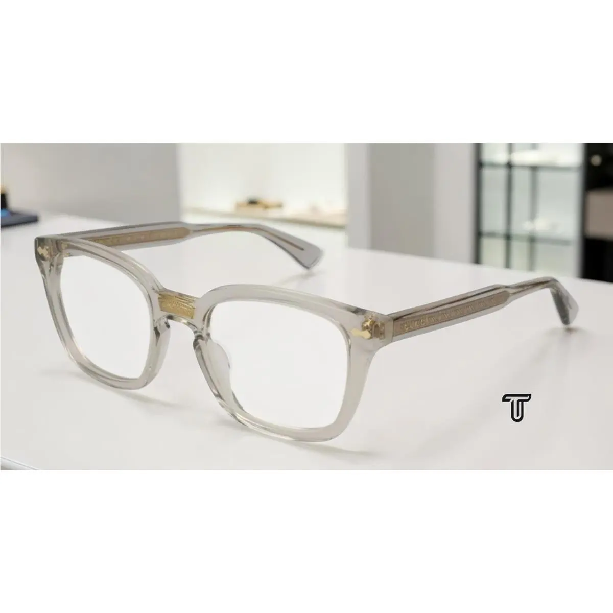 Gucci GG0184O 005 Rectangular Square Grey Demo Lens 50 mm Unisex Eyeglasses
