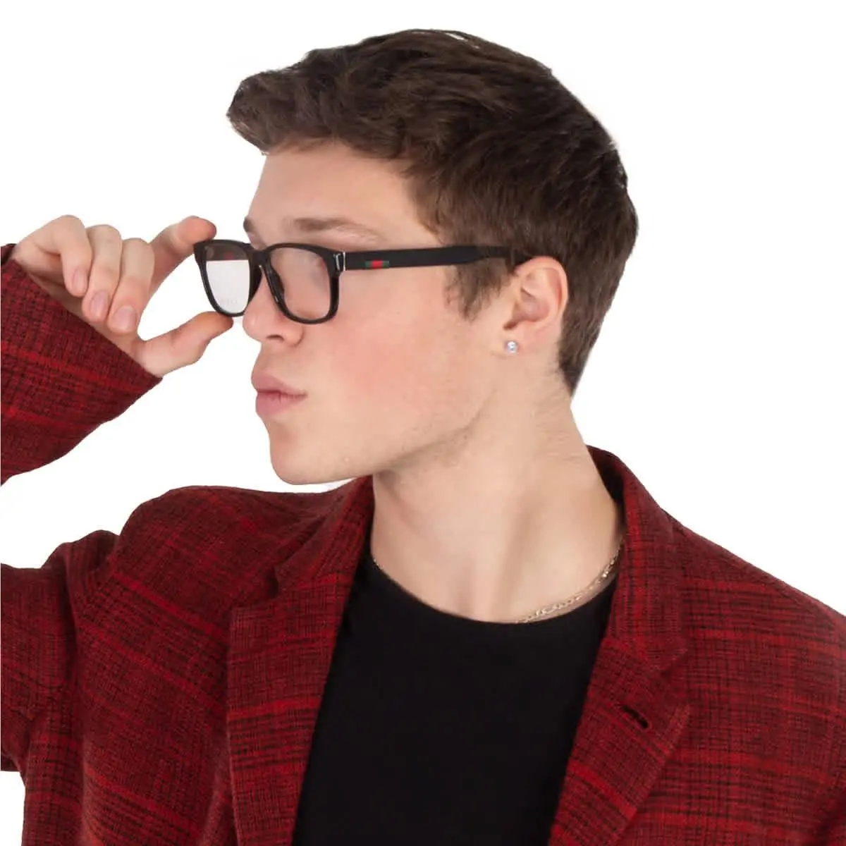 Gucci Demo Rectangular Men`s Eyeglasses GG0011O 005 55 GG0011O 005 55