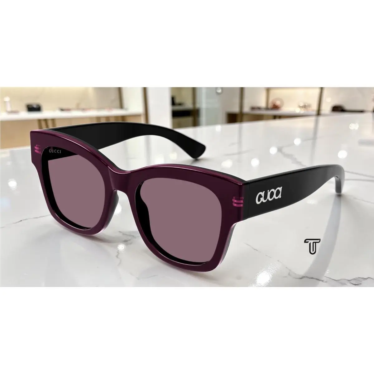 GG1789S 003 Black Black Violet Lens 53 mm Butterfly Women`s Sunglasses by Gucci