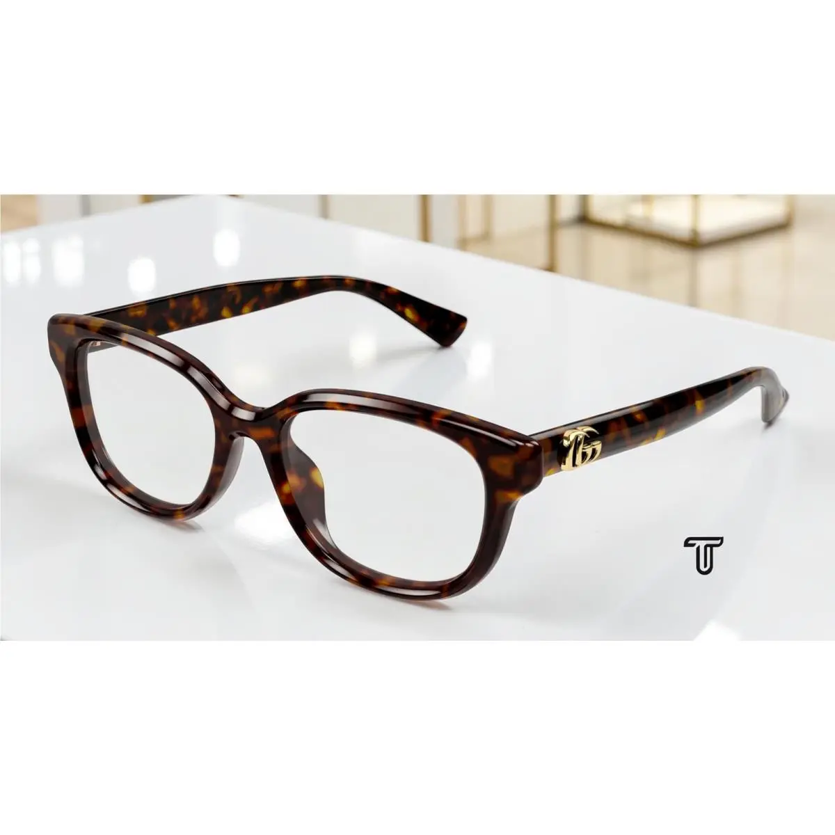GG1833OK 002 Rectangular Squared Havana Demo Lens 52 mm Women`s Eyeglasses by Gucci
