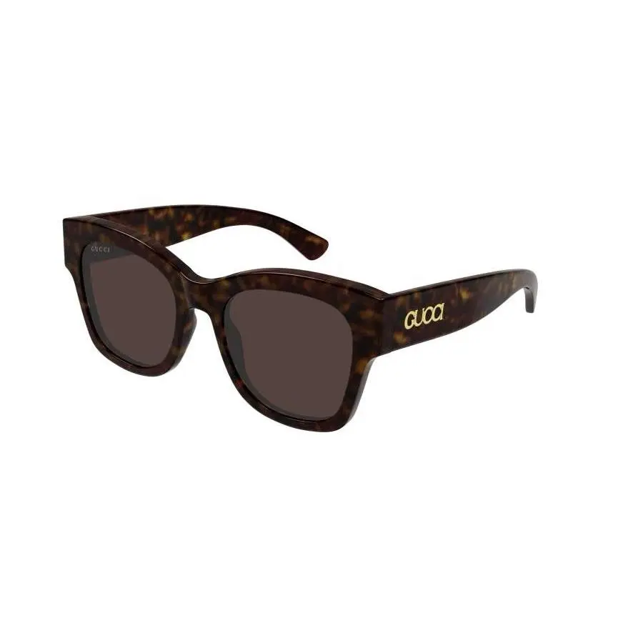 Gucci GG1789S 002 Havana Gold Brown Square Women Sunglasses - Frame: Havana Brown Gold, Lens: Brown