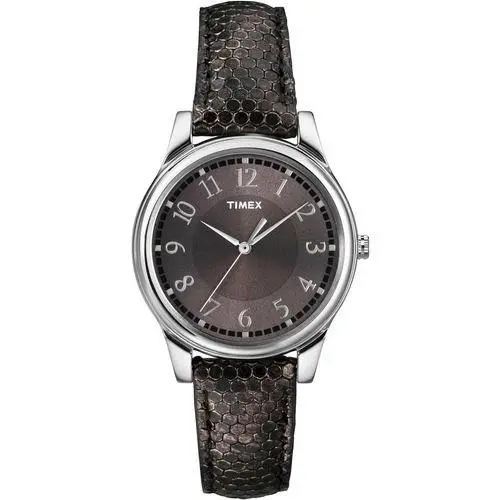Timex Metallic Brown Bronze Python Embossed Leather Band Silver WATCH-T2P086