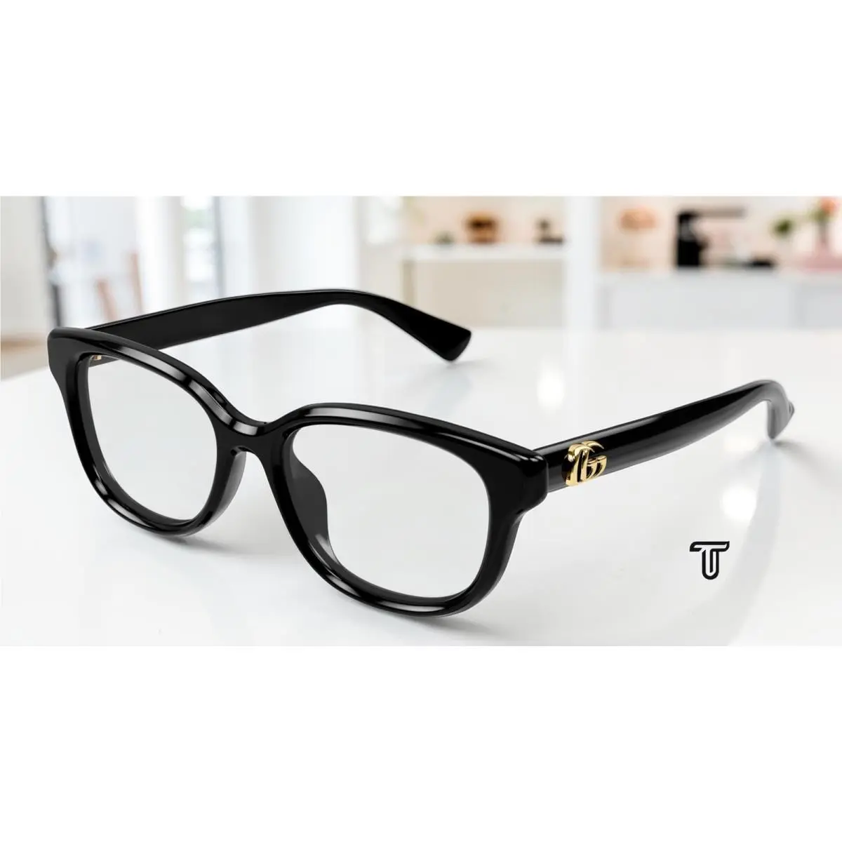 GG1833OK 001 Rectangular Squared Black Demo Lens 52 mm Women`s Eyeglasses by Gucci