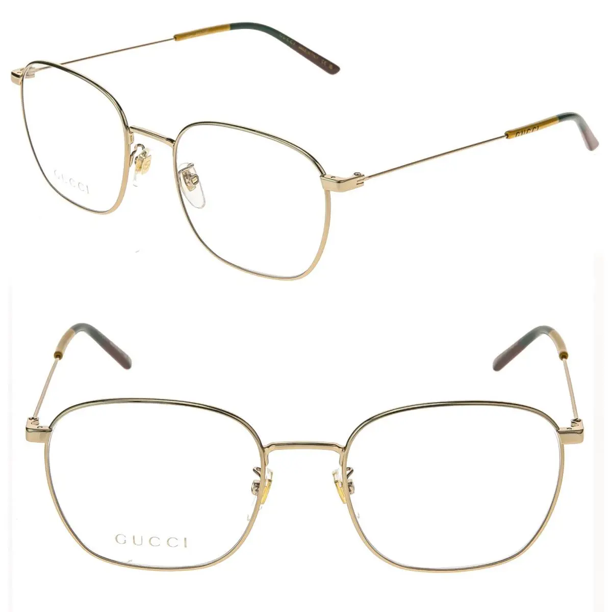 Gucci GG0681O 0681 Gold Red Green Stripe Logo Unisex Metal Eyeglasses 54mm 004
