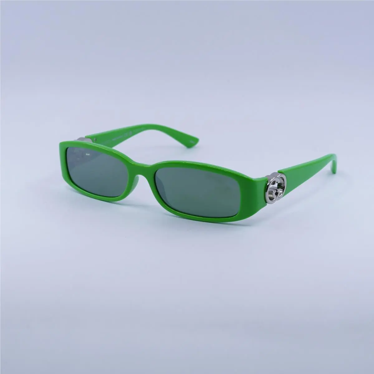 Gucci GG1661S 005 Solid Vivid Green/green Silver Mirror 54-16-135 Sunglasses