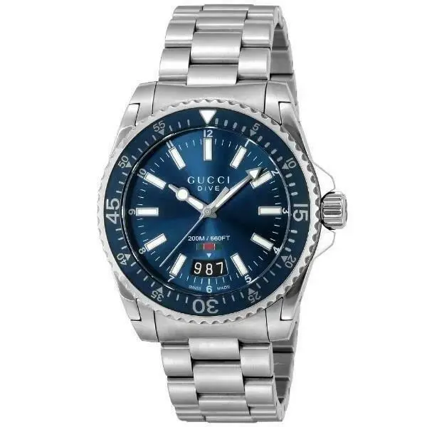 YA136311 Men`s 40mm Dive Watch - Blue Stainless-steel Band and Case by Gucci