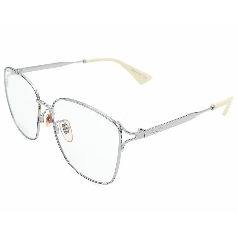 Gucci Square Clear Lens Silver Frame 56-17-145mm Women`s Eyewear GG0819OA 003
