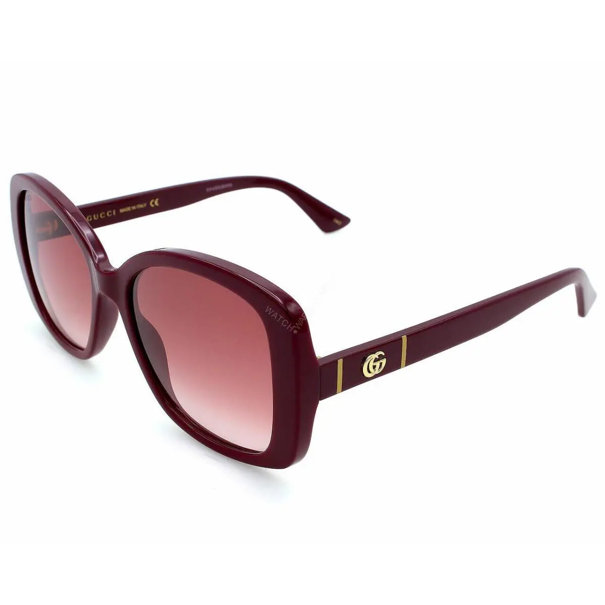 Gucci GG0762S 003 Burgundy Rectangle Women`s 56 mm Sunglasses