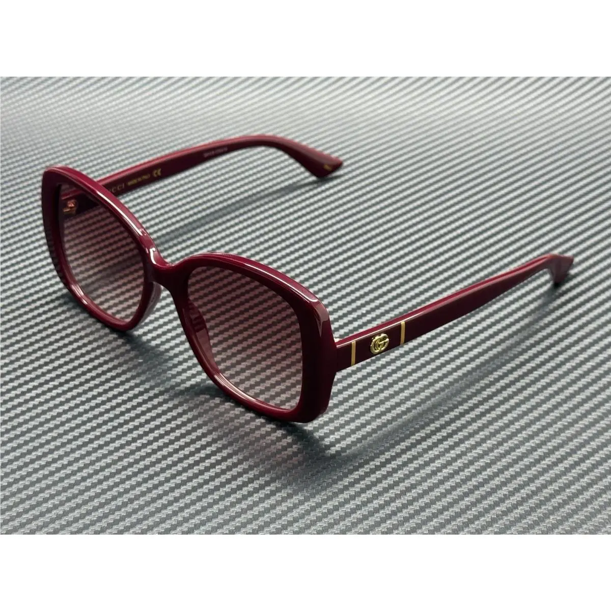 Gucci GG0762S 003 Burgundy Rectangle Women`s 56 mm Sunglasses