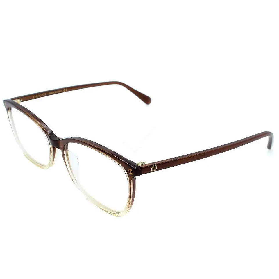 Gucci Square Full Rim Brown Clear Lens 55-16-145mm Women`s Eyewear GG0548O 007
