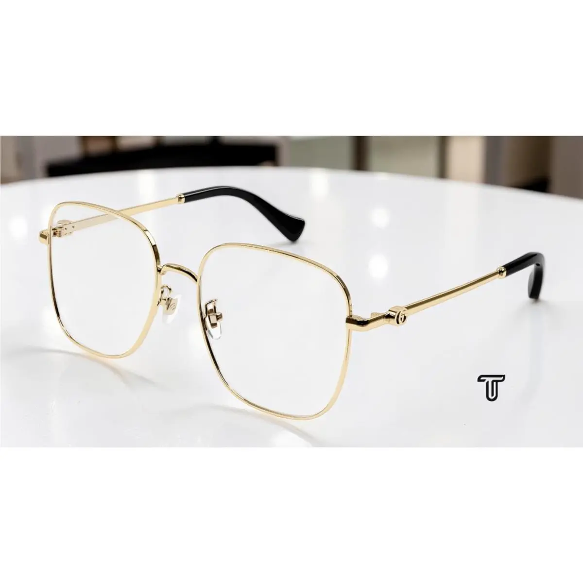 Gucci GG1144O 001 Rectangular Squared Metal Gold 54 mm Women`s Eyeglasses