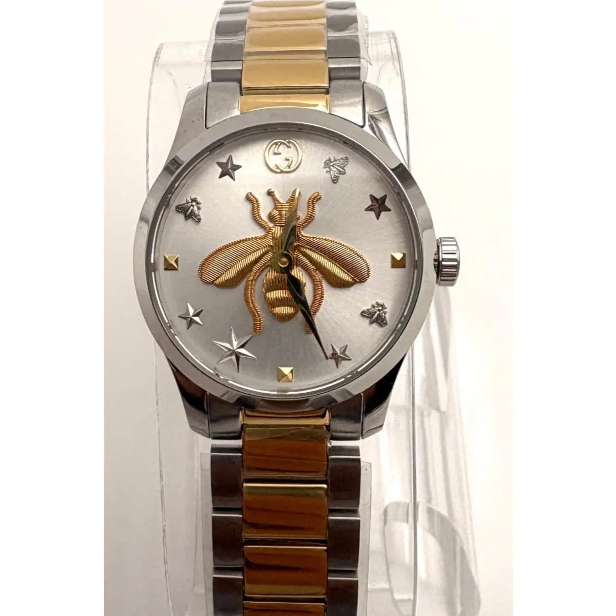 Gucci G-timeless Two Tone Bee Motif 38mm Ladies Quartz Watch YA1264131