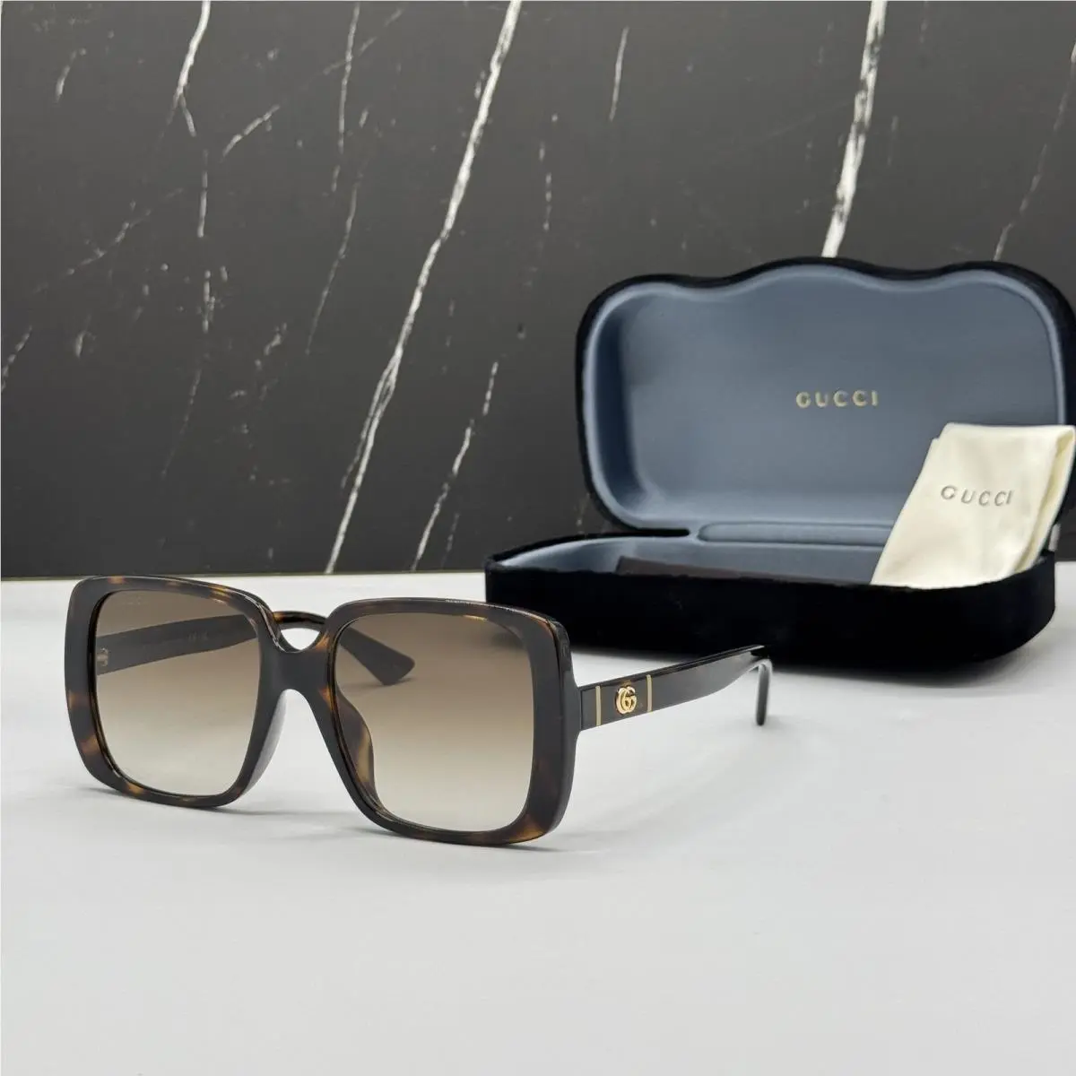GG0632SA 002 Havana Brown Square Women Sunglasses by Gucci