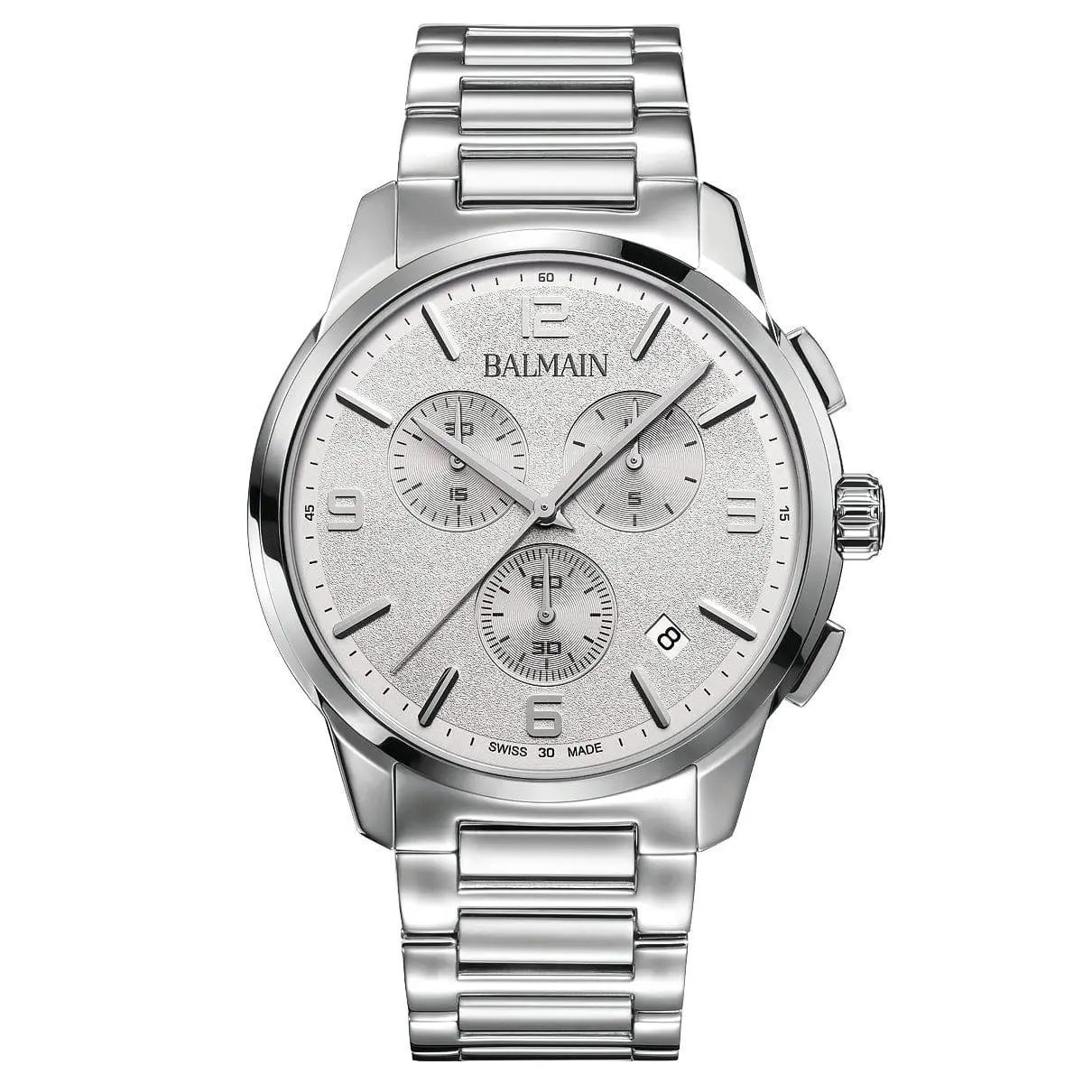 Balmain Madrigal 42mm Chronograph Silver Dial Men`s Watch B74813324 - Dial: Silver, Band: Silver
