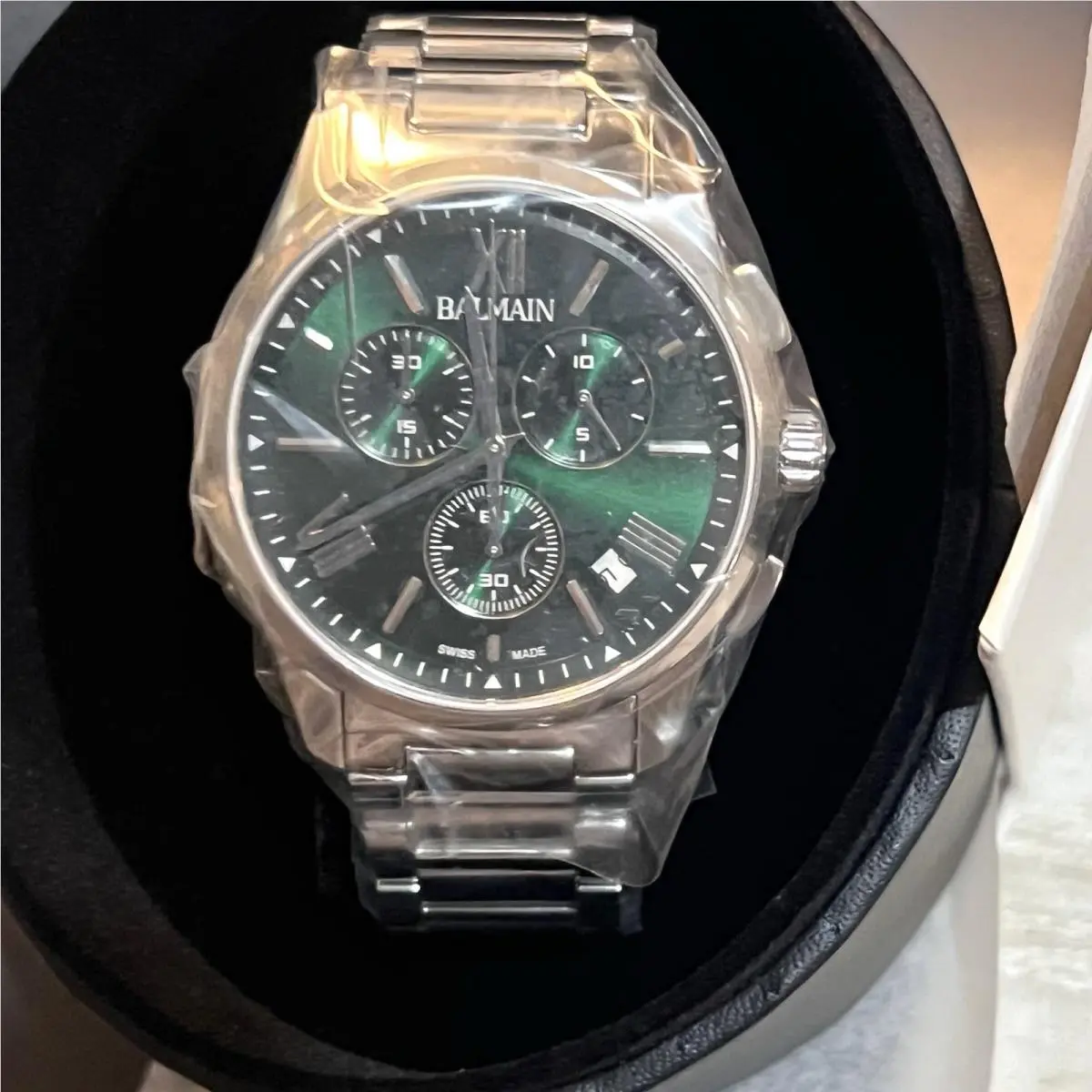 Men’s Watch Madrigal 42mm Swiss Chronograph Quartz Green Dial B74813372 by Balmain