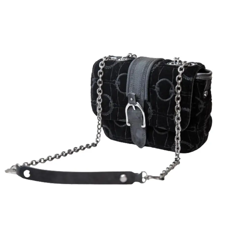 Longchamp Amazone Black Velour Women`s Crossbody Bag 10022674001