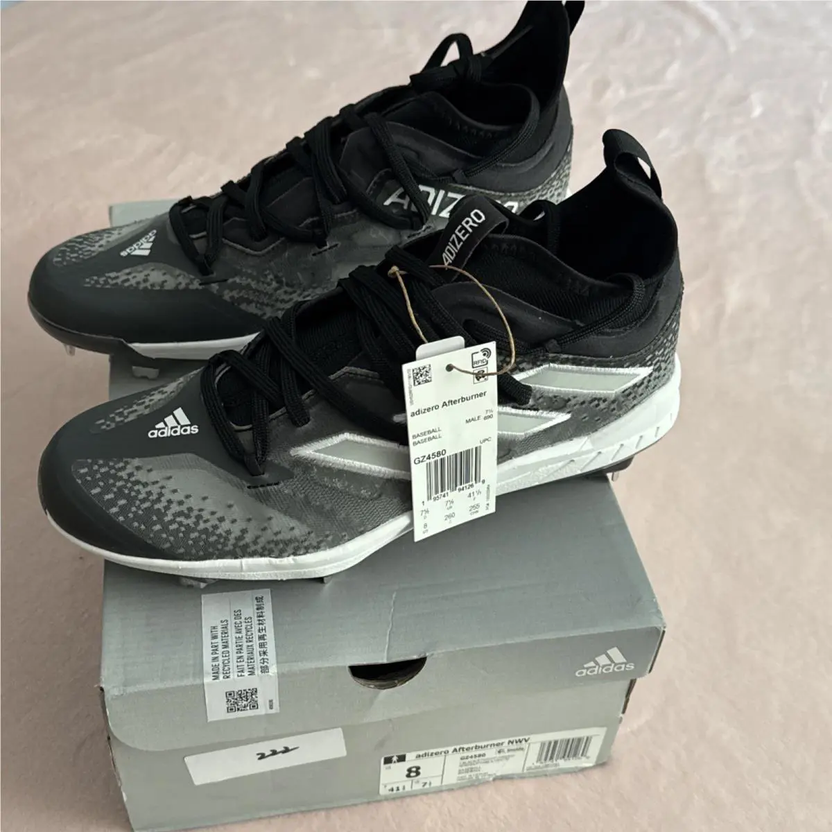 Men`s Size 8 Adidas Adizero Afterburner Baseball Metal Cleats Shoes GZ4580