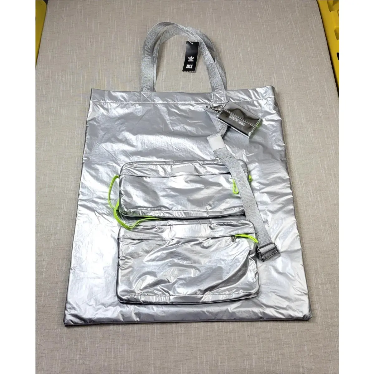 Adidas Ivy Park Dipped Tote Bag in Silver Metallic Ivytopia Oversized