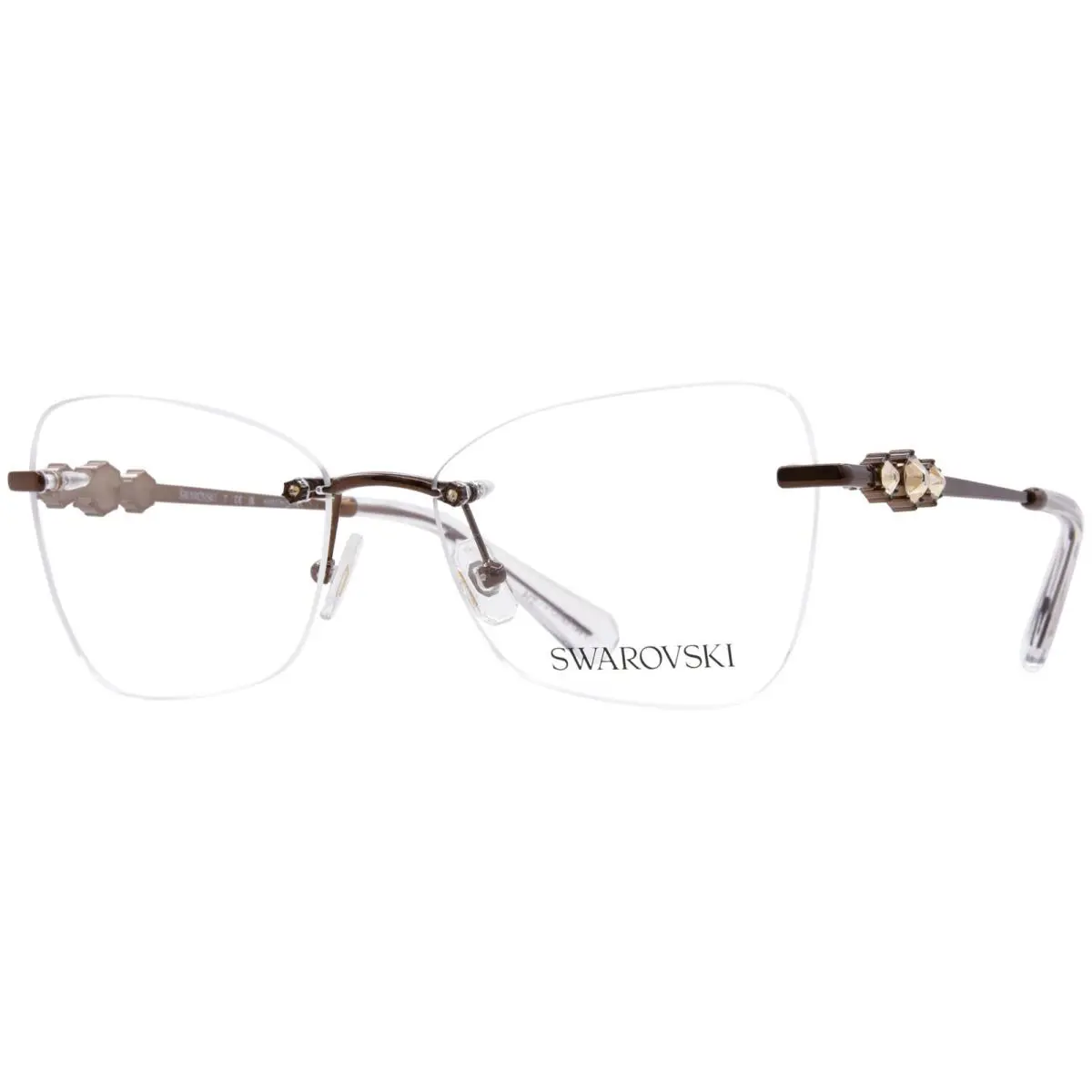 Swarovski SK1014 4002 Eyeglasses Women`s Brown Rimless Butterfly Shape 53mm