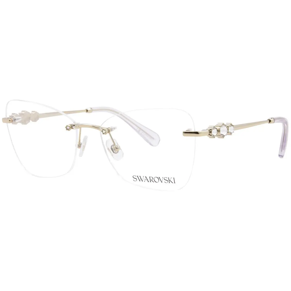 Swarovski SK1014 4002 Eyeglasses Women`s Brown Rimless Butterfly Shape 53mm