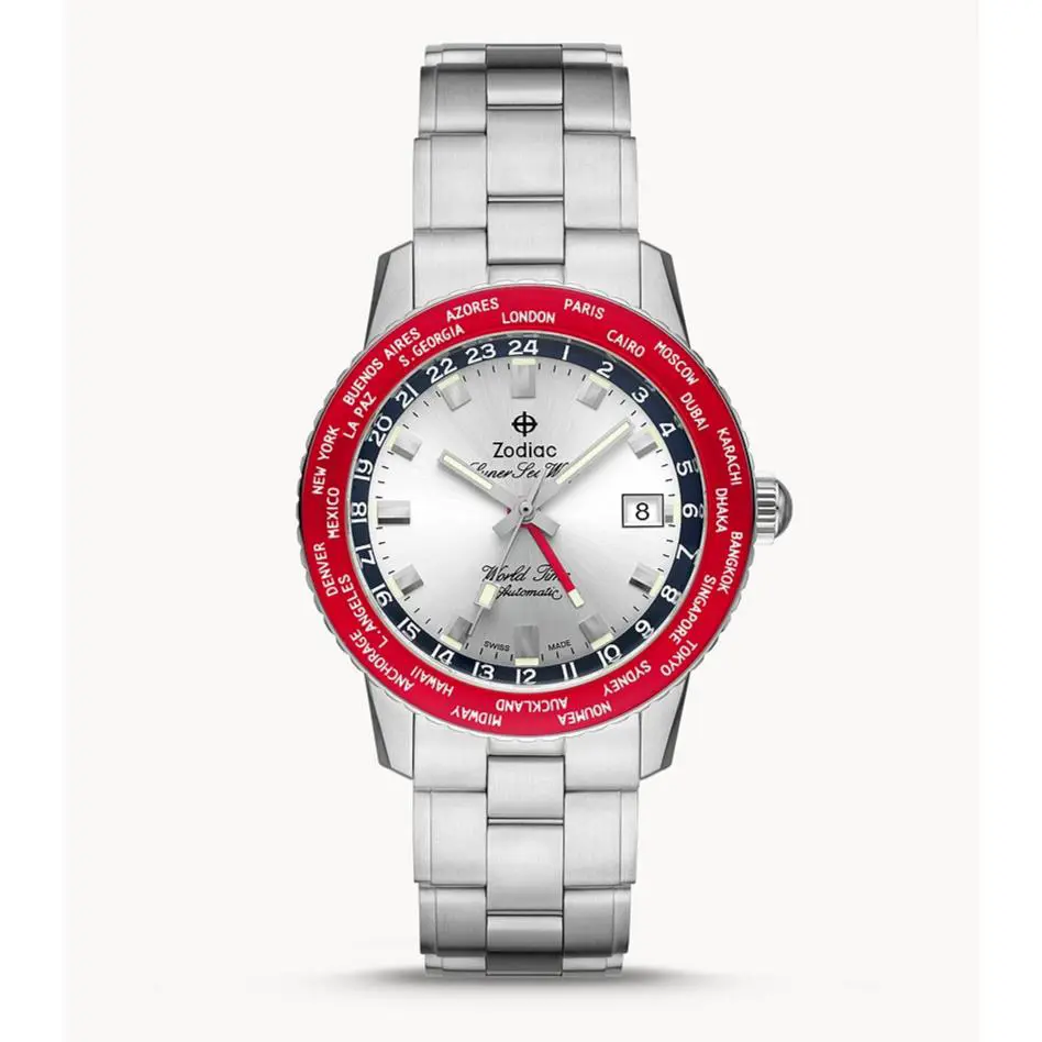 L.e. Super Sea Wolf World Time Automatic Stainless Steel Watch ZO9410 by Zodiac