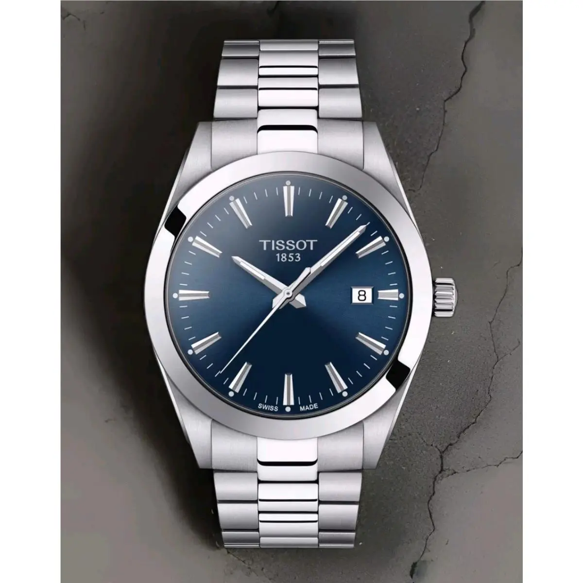 Tissot Gentleman T127.410.11.041.00 Quartz Blue Dial Watch 40mm - Dial: Blue, Band: Silver, Bezel: Silver