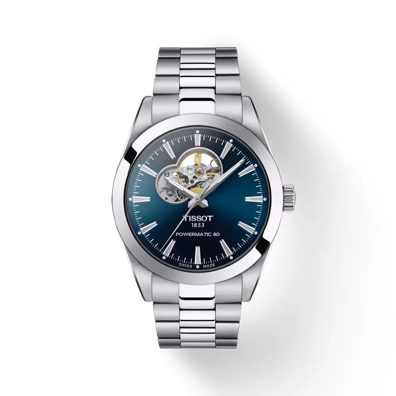 Gentleman Powermatic 80 Open Heart 40mm Blue Dial Watch T1274071104101 by Tissot