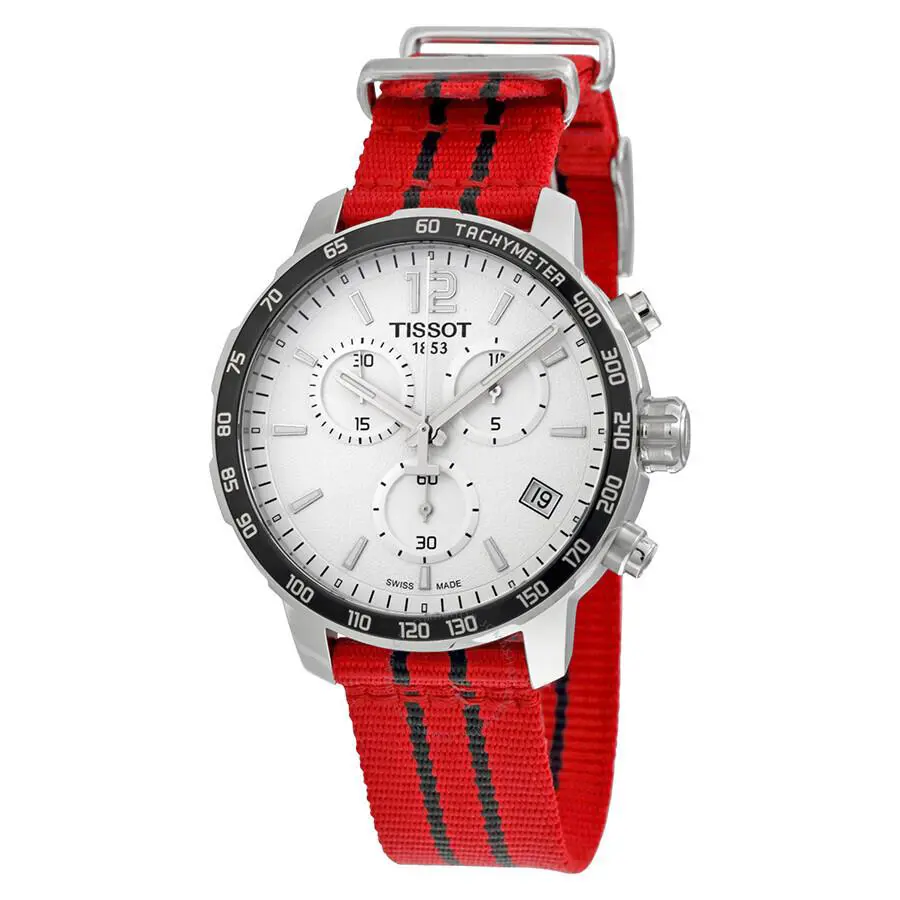Tissot Quickster Chicago Bulls Nba Special Ed Men`s 42mm Watch T0954171703704 - Dial: Black, Gray, Silver, White, Band: Black, Red, Bezel: Beige, Black
