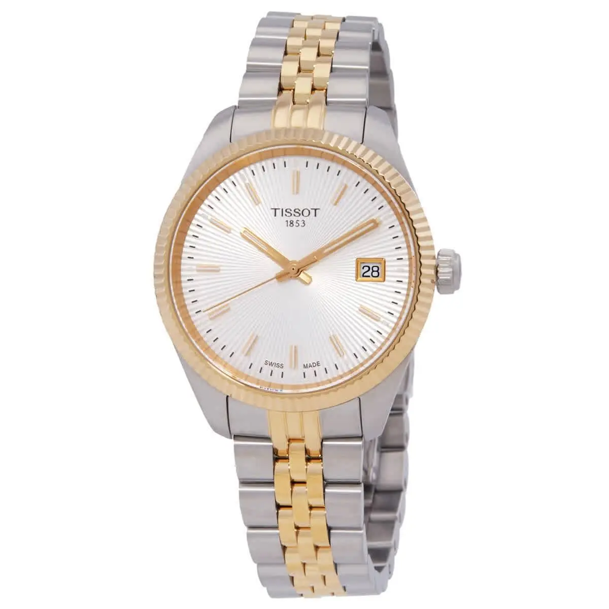 Tissot Ballade Quartz Silver Dial Ladies Watch T1562102203100 - Dial: Silver, Band: Two-tone (Silver-tone and Yellow Gold PVD), Bezel: Silver-tone
