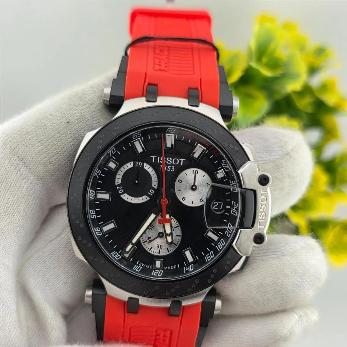Mens Watch T-race T115.417.27.051.00 Rubber Red Strap Black Dial by Tissot