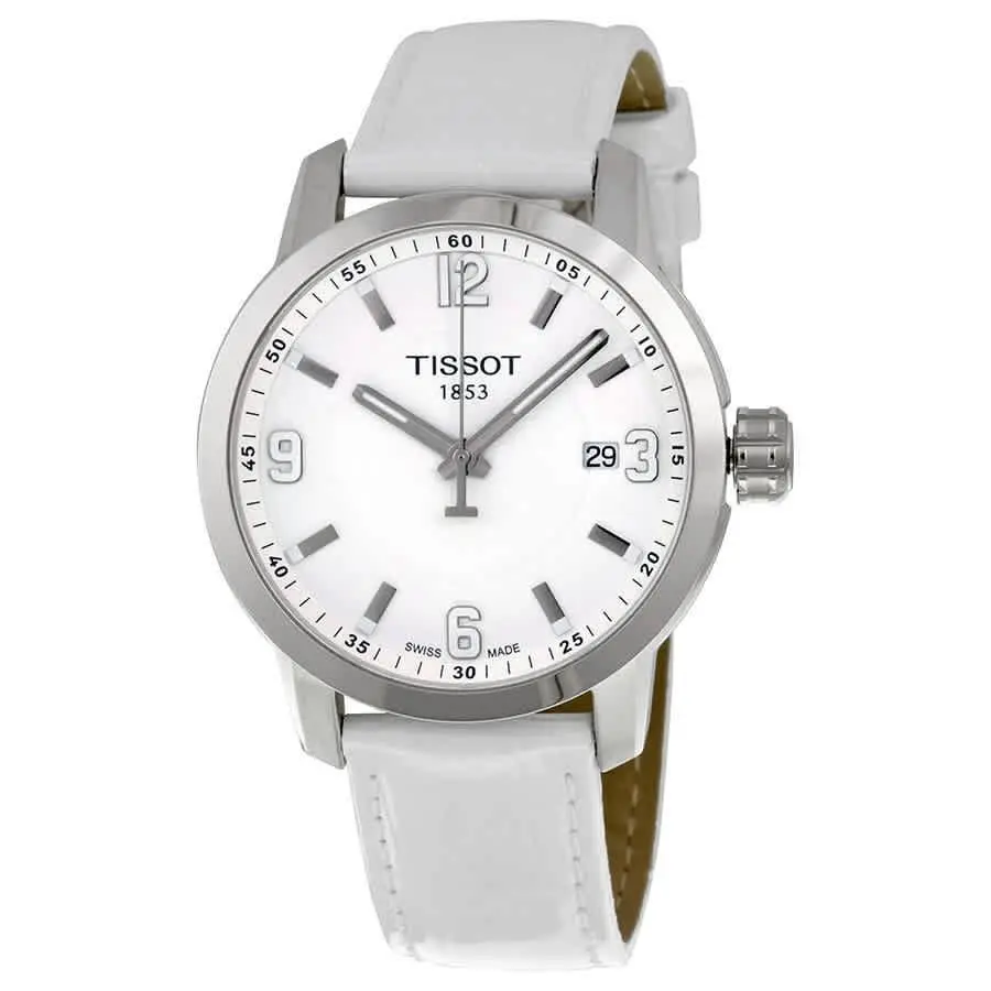 Tissot Prc 200 Quartz Silver Dial Unisex Watch T0554101601700 - Black / Silver / White, Dial: White, Band: White